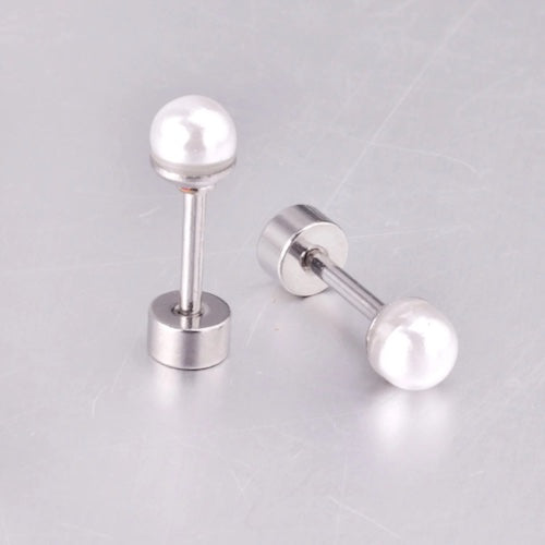 Lora White Pearl Flat Back Studs 4MM | Waterproof 18k Gold & Silver