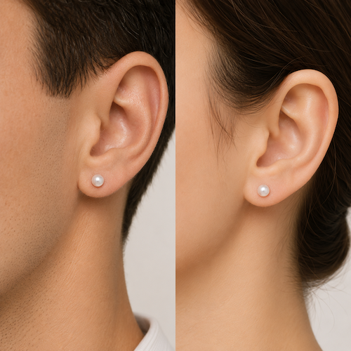 Timeless White Pearl Flat Back Studs 6MM | Waterproof 18k Gold & Silver