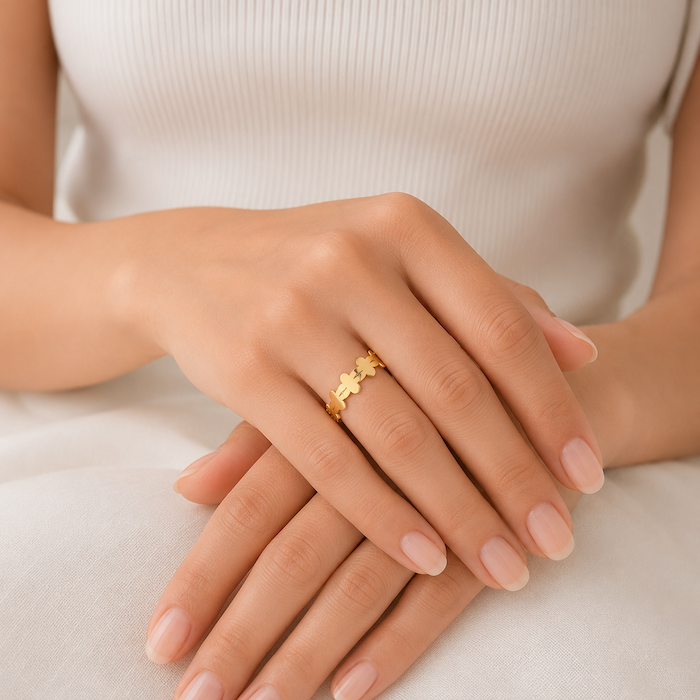 Lottie Three Clover Ring | Waterproof 18K Gold