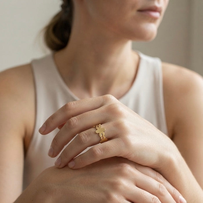 Lottie Three Clover Ring | Waterproof 18K Gold