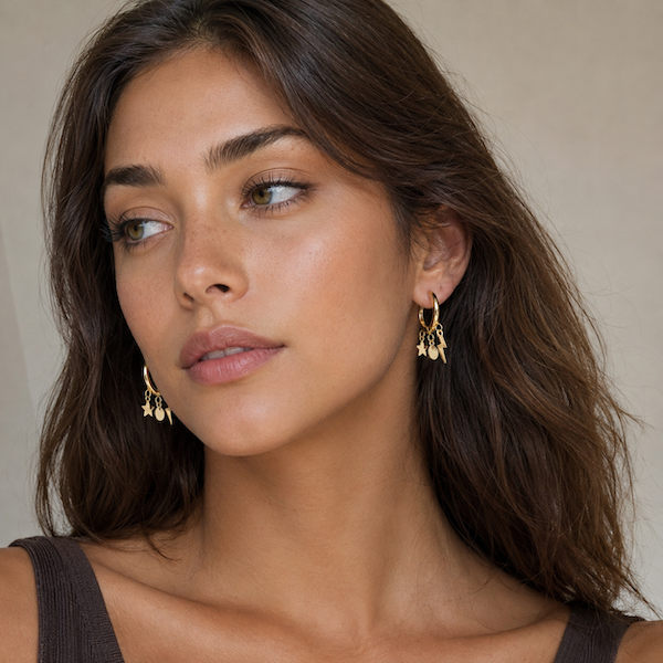 Lucila Celestial Charm Hoops | Waterproof Waterproof 18k Gold & Silver