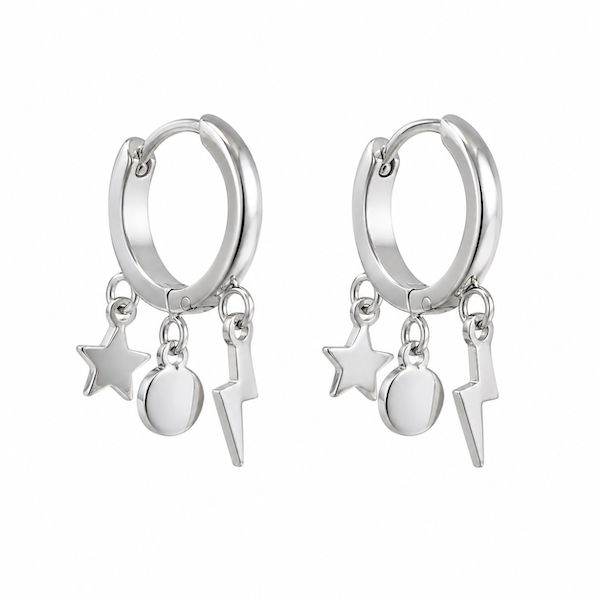 Lucila Celestial Charm Hoops | Waterproof Waterproof 18k Gold & Silver