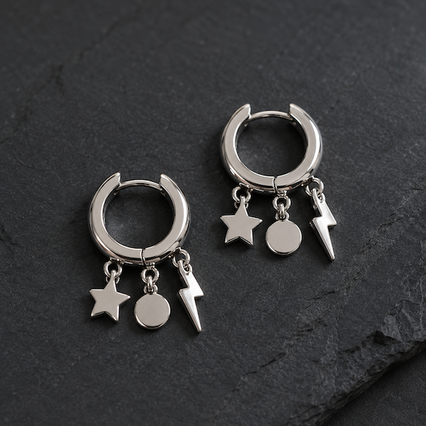 Lucila Celestial Charm Hoops | Waterproof Waterproof 18k Gold & Silver