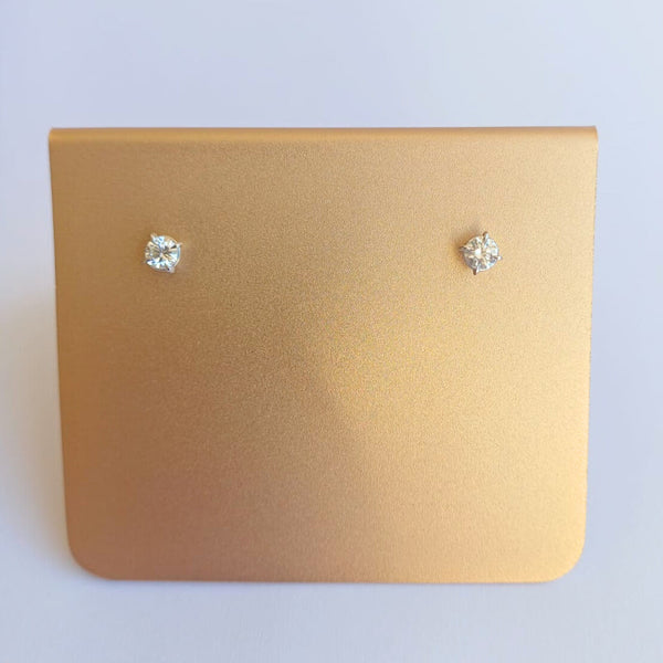 Luna Round Cut Solitaire CZ Studs | Waterproof 18k Gold 3MM