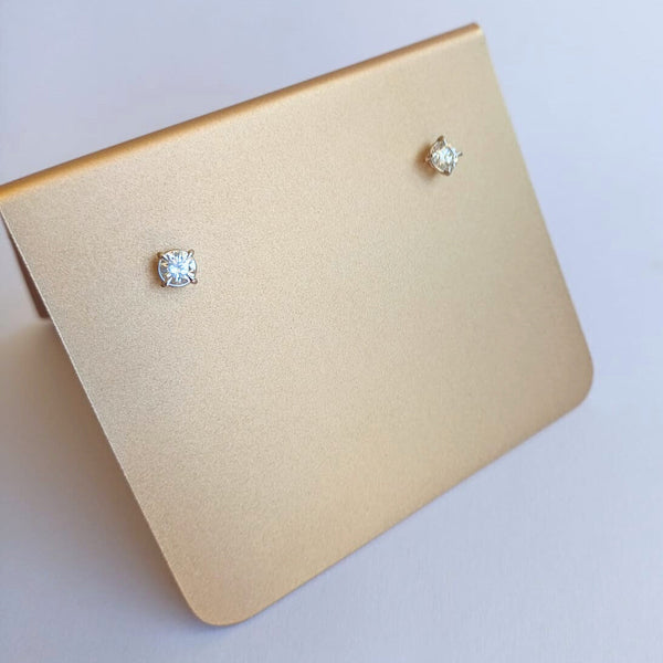 Luna Round Cut Solitaire CZ Studs | Waterproof 18k Gold 3MM