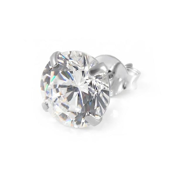 Luna Round Cut Solitaire CZ Studs | Waterproof 18k Gold & Silver 10MM