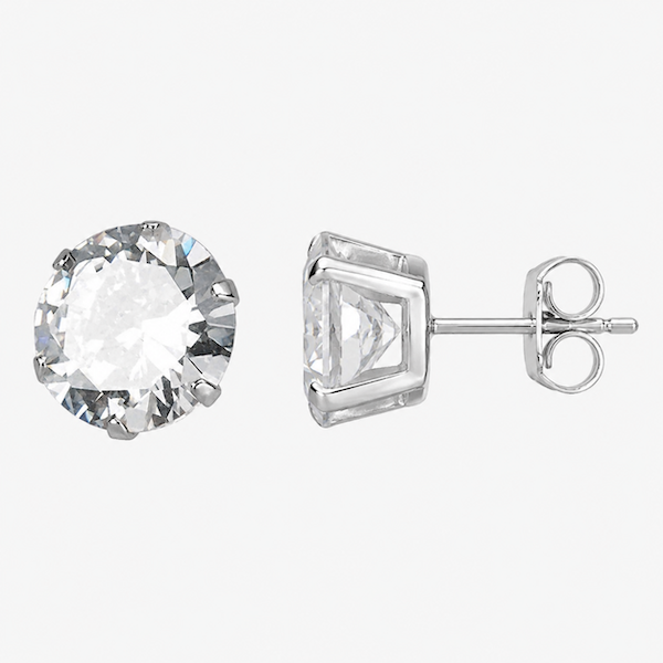 Luna Round Cut Solitaire CZ Studs | Waterproof 18k Gold & Silver 10MM