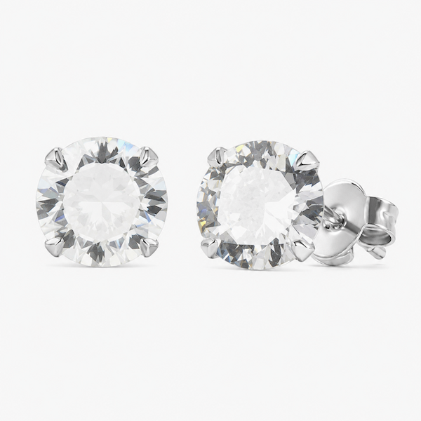 Luna Round Cut Solitaire CZ Studs | Waterproof 18k Gold & Silver 10MM