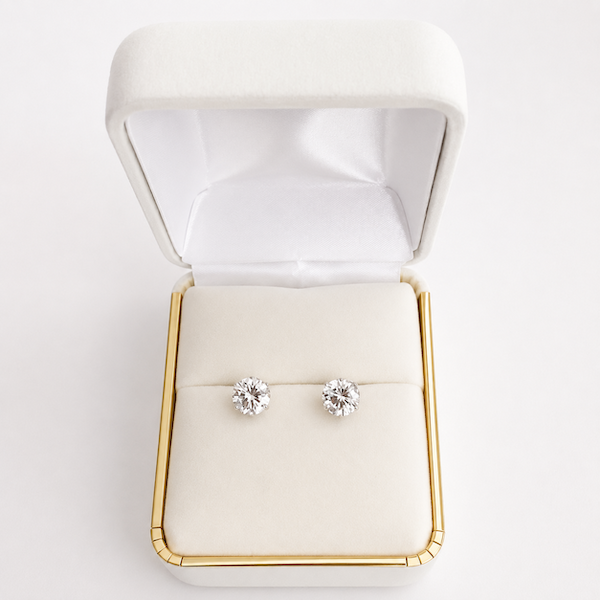 Luna Round Cut Solitaire CZ Studs | Waterproof 18k Gold 7MM