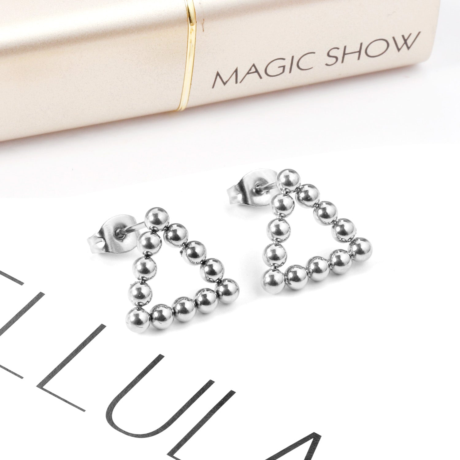 Jade Triangle Beaded Studs | Waterproof 18k Gold & Silver