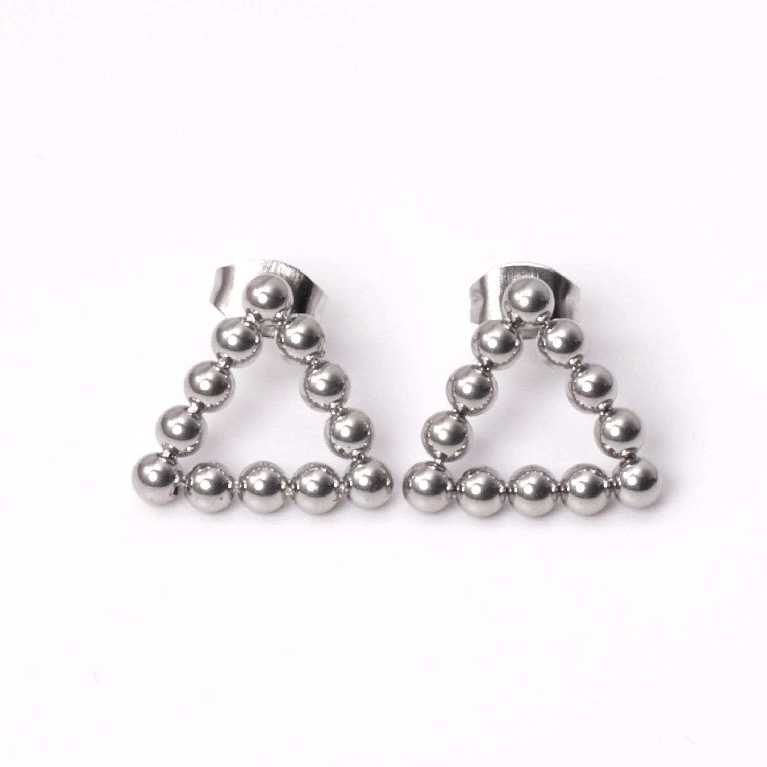 Jade Triangle Beaded Studs | Waterproof 18k Gold & Silver