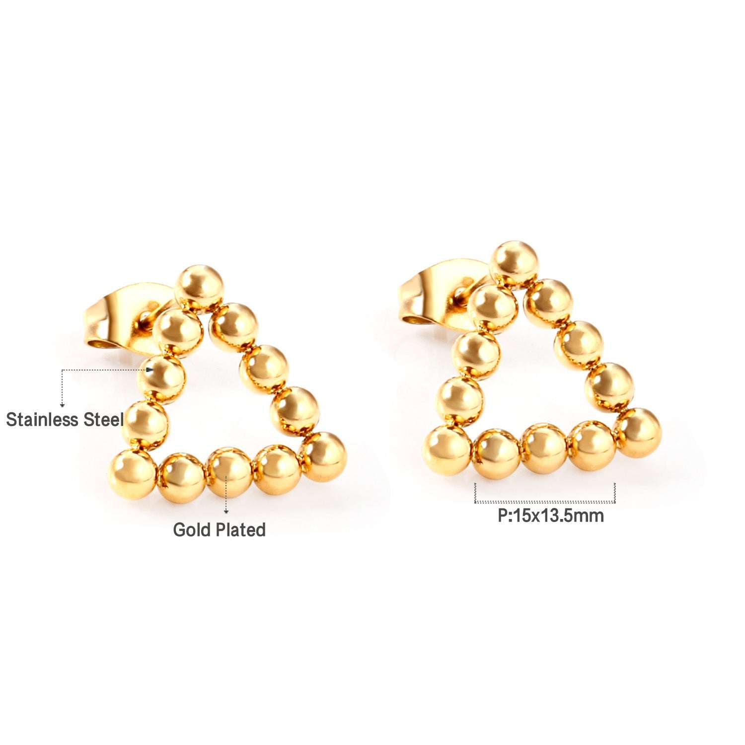 Jade Triangle Beaded Studs | Waterproof 18k Gold & Silver