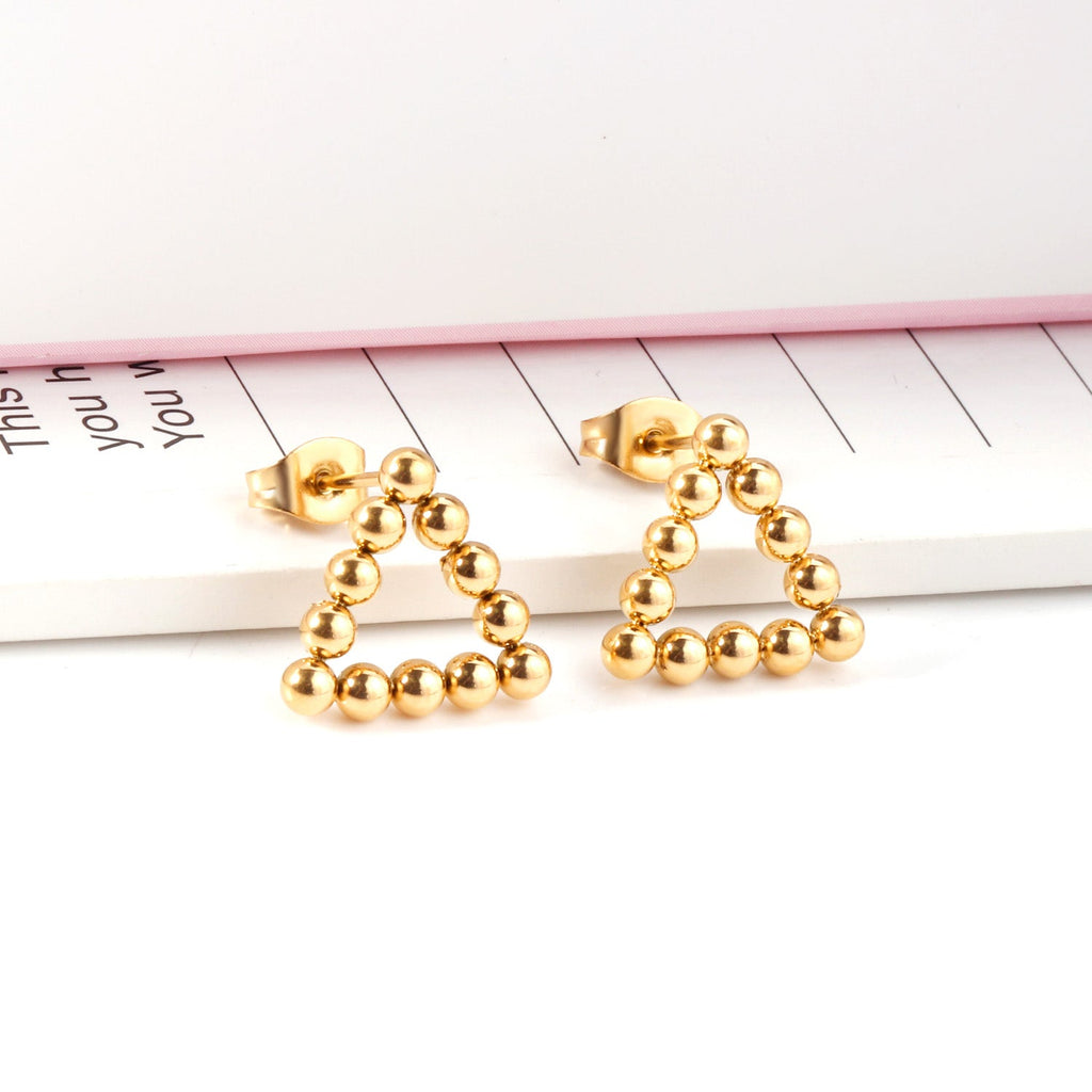 Jade Triangle Beaded Studs | Waterproof 18k Gold & Silver