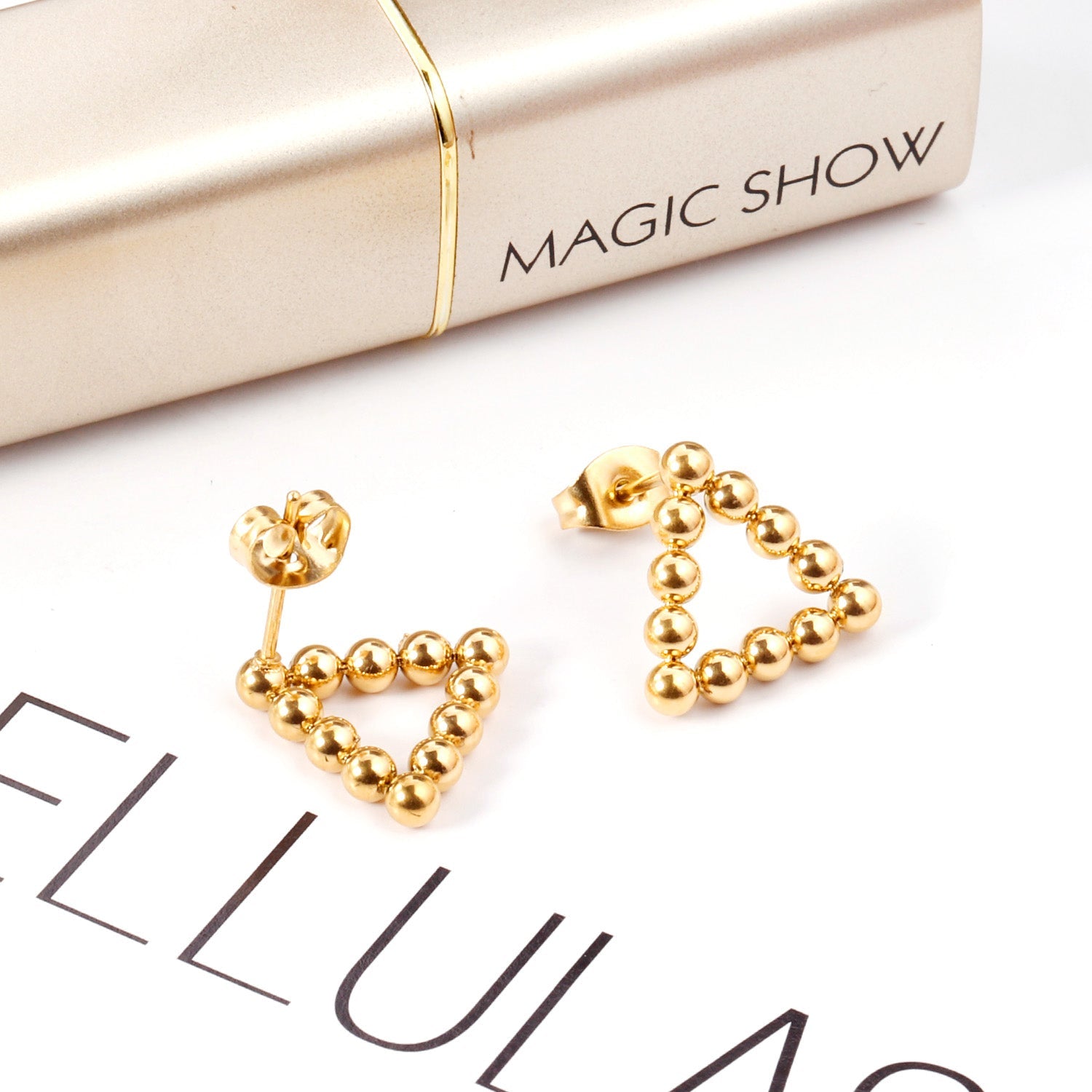 Jade Triangle Beaded Studs | Waterproof 18k Gold & Silver