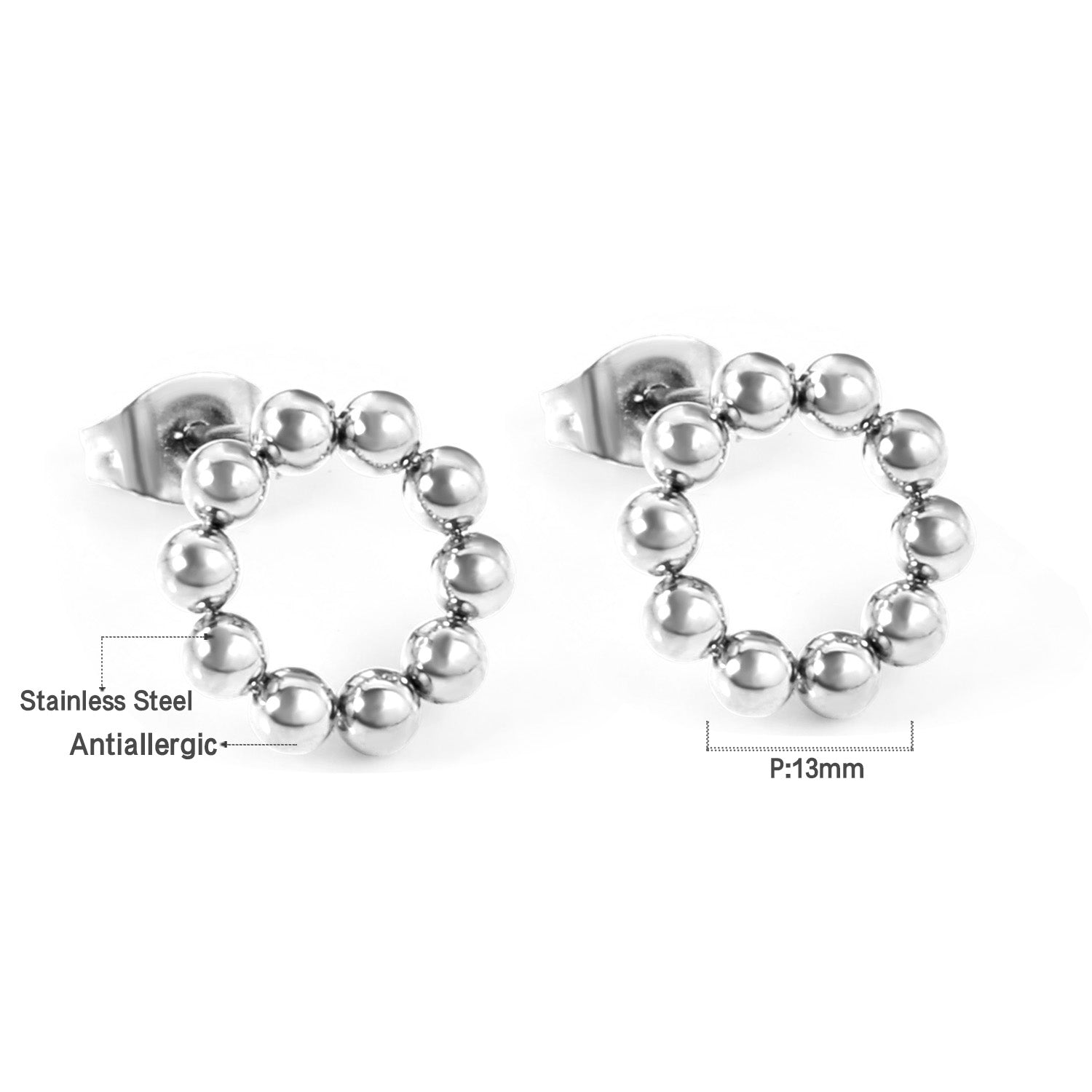 Janaina Round Beaded Studs | Waterproof 18k Gold & Silver