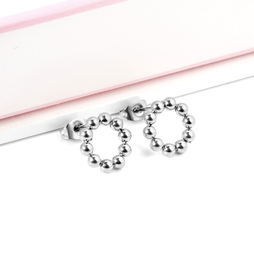 Janaina Round Beaded Studs | Waterproof 18k Gold & Silver