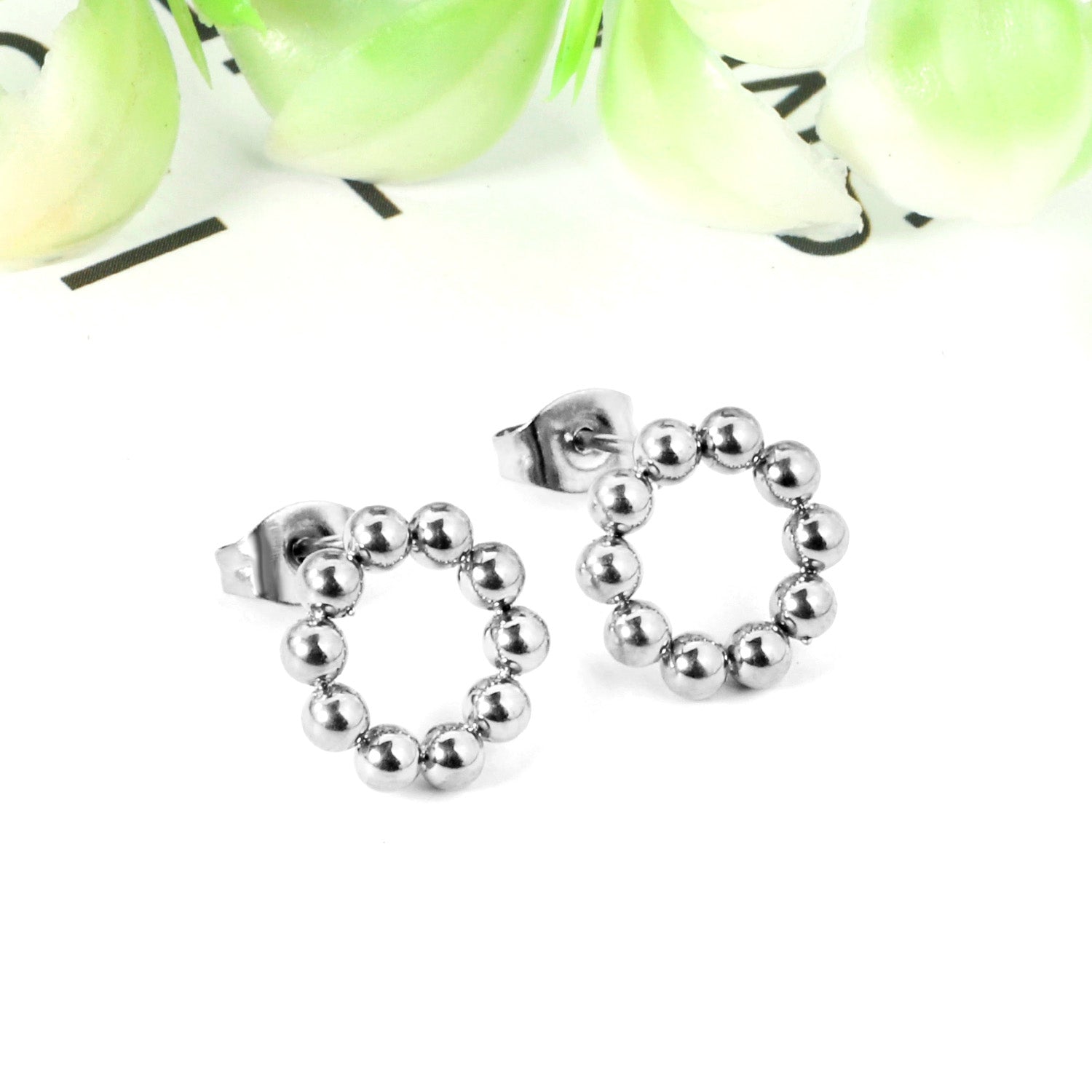 Janaina Round Beaded Studs | Waterproof 18k Gold & Silver