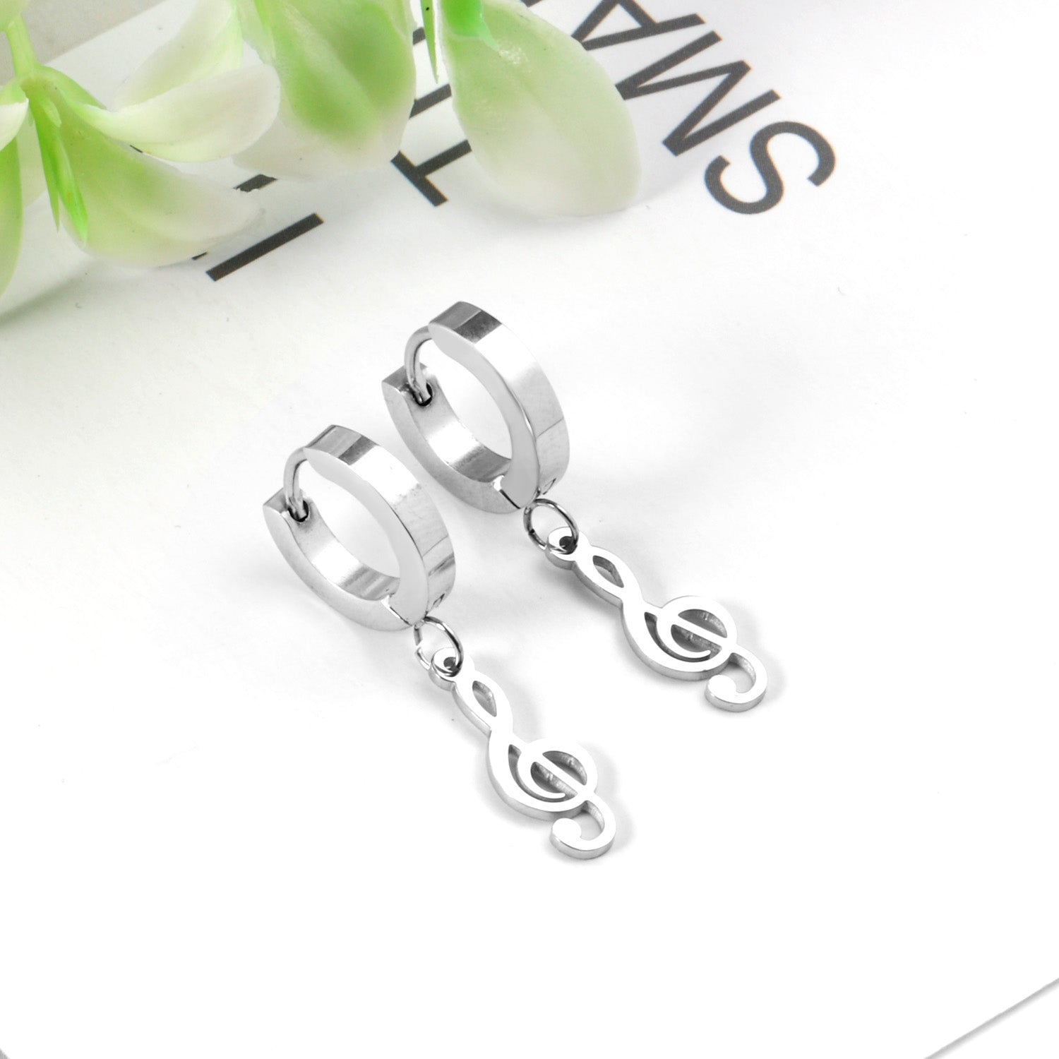 Rhea Music Note Gold Hoops