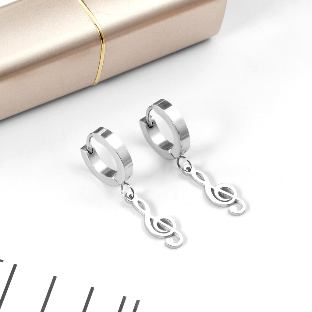 Rhea Music Note Gold Hoops