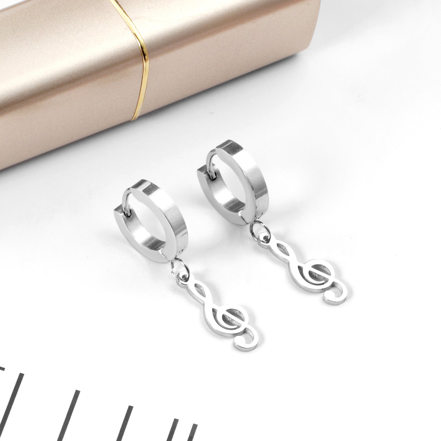 Rhea Music Note Gold Hoops