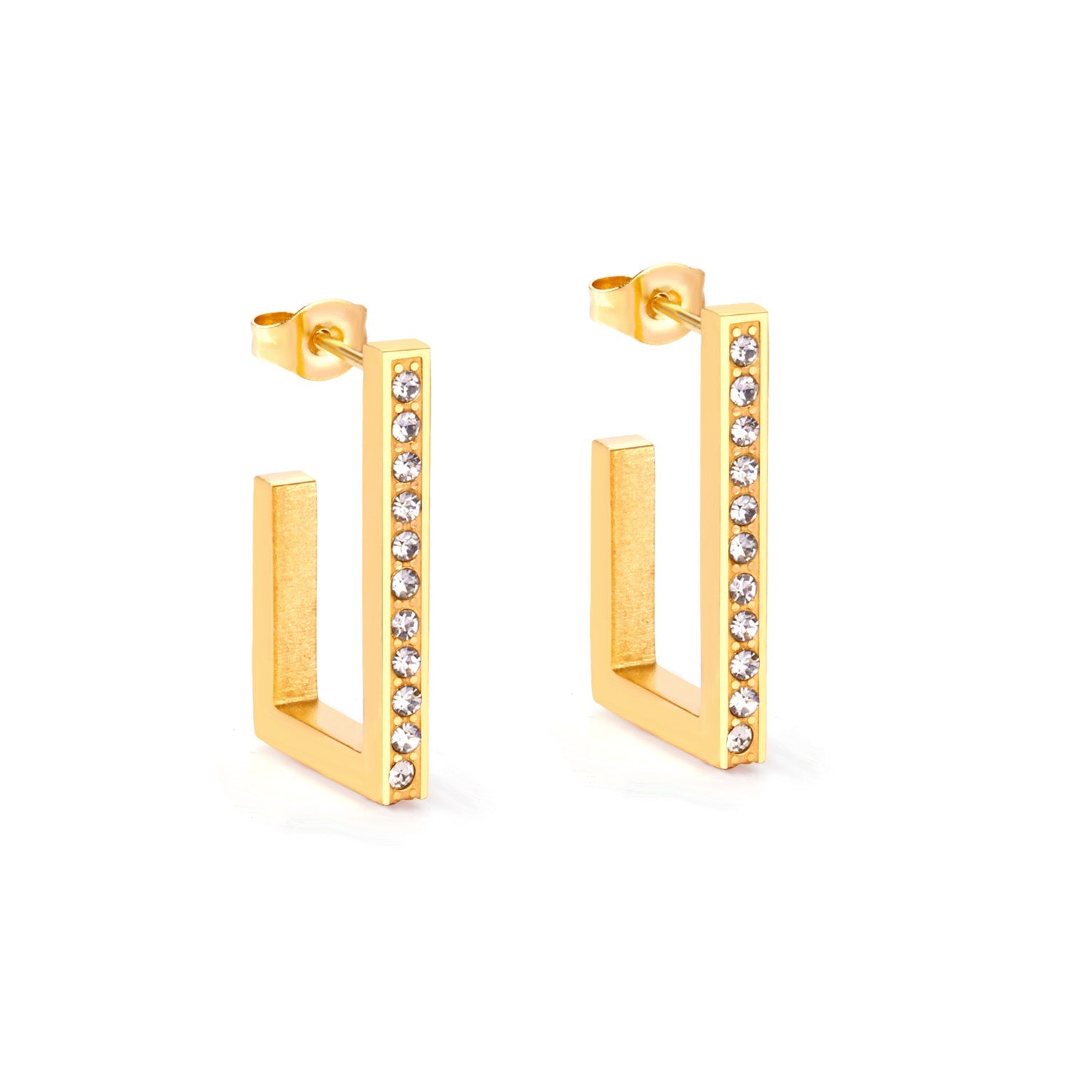Jurema Cubic Zirconia U-Shape Hoops | Waterproof 18K Gold