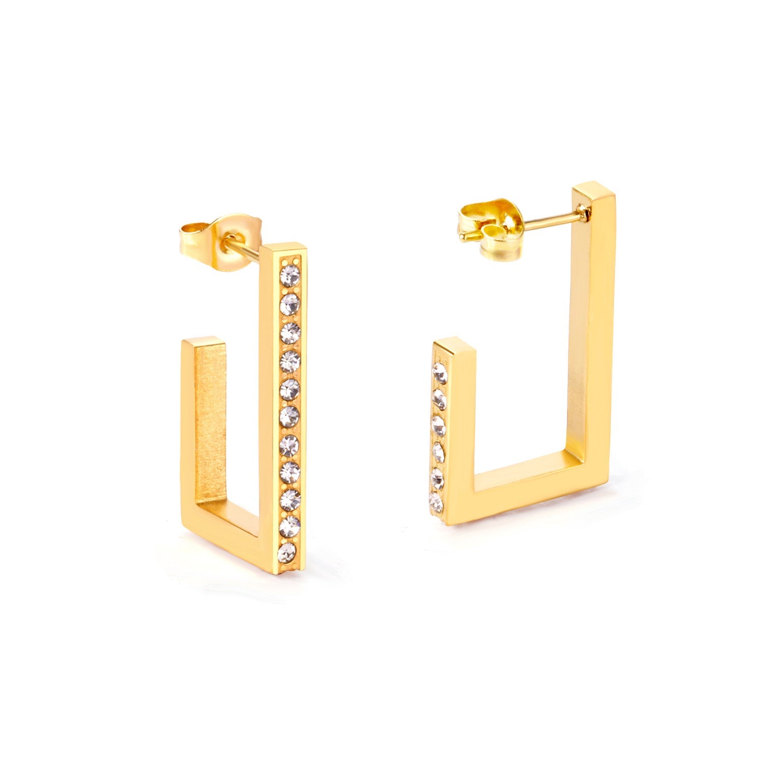 Jurema Cubic Zirconia U-Shape Hoops | Waterproof 18K Gold