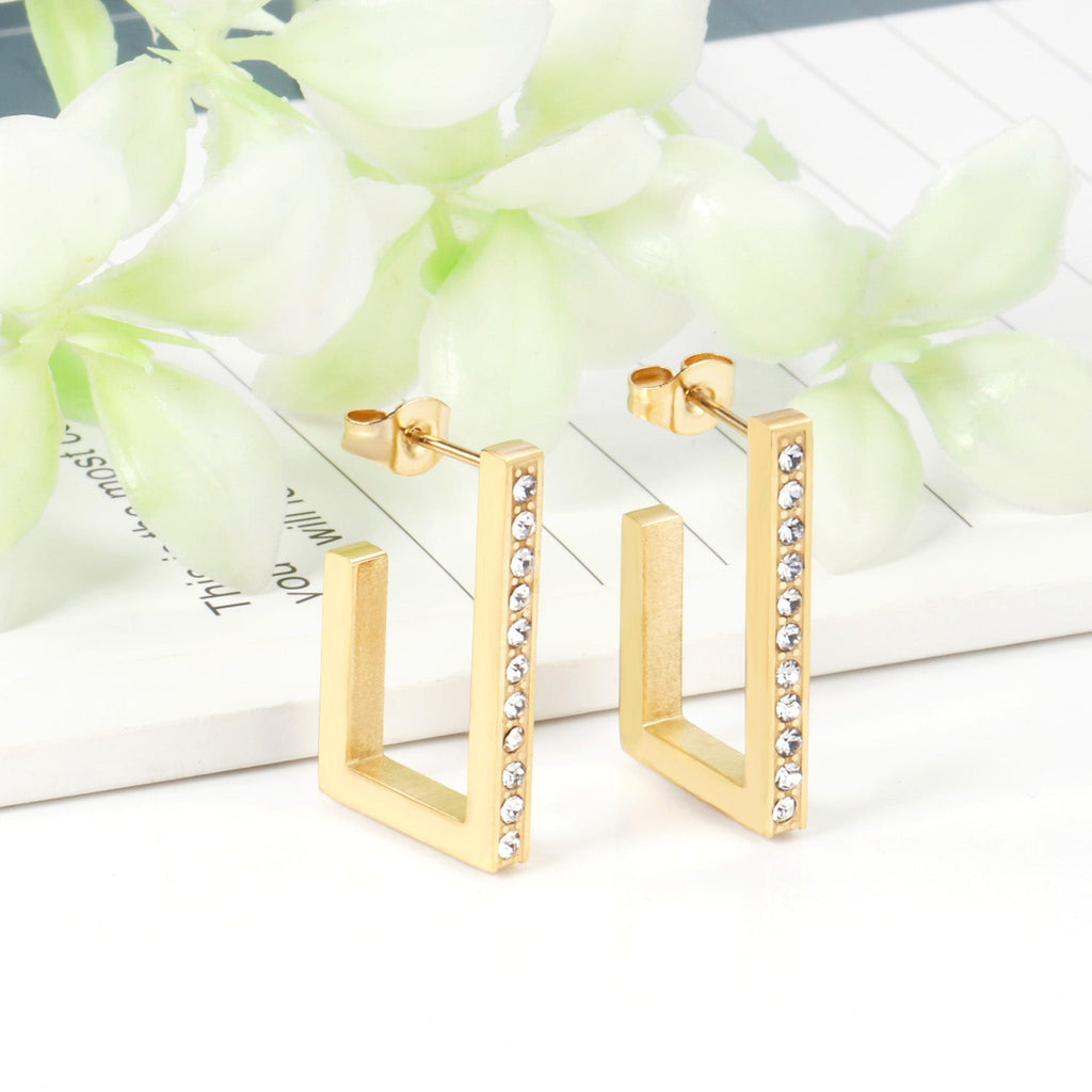 Jurema Cubic Zirconia U-Shape Hoops | Waterproof 18K Gold