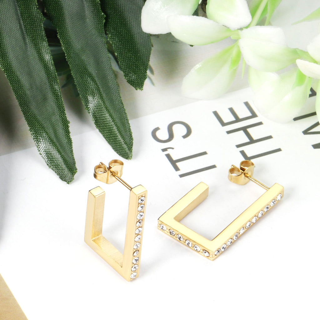 Jurema Cubic Zirconia U-Shape Hoops | Waterproof 18K Gold