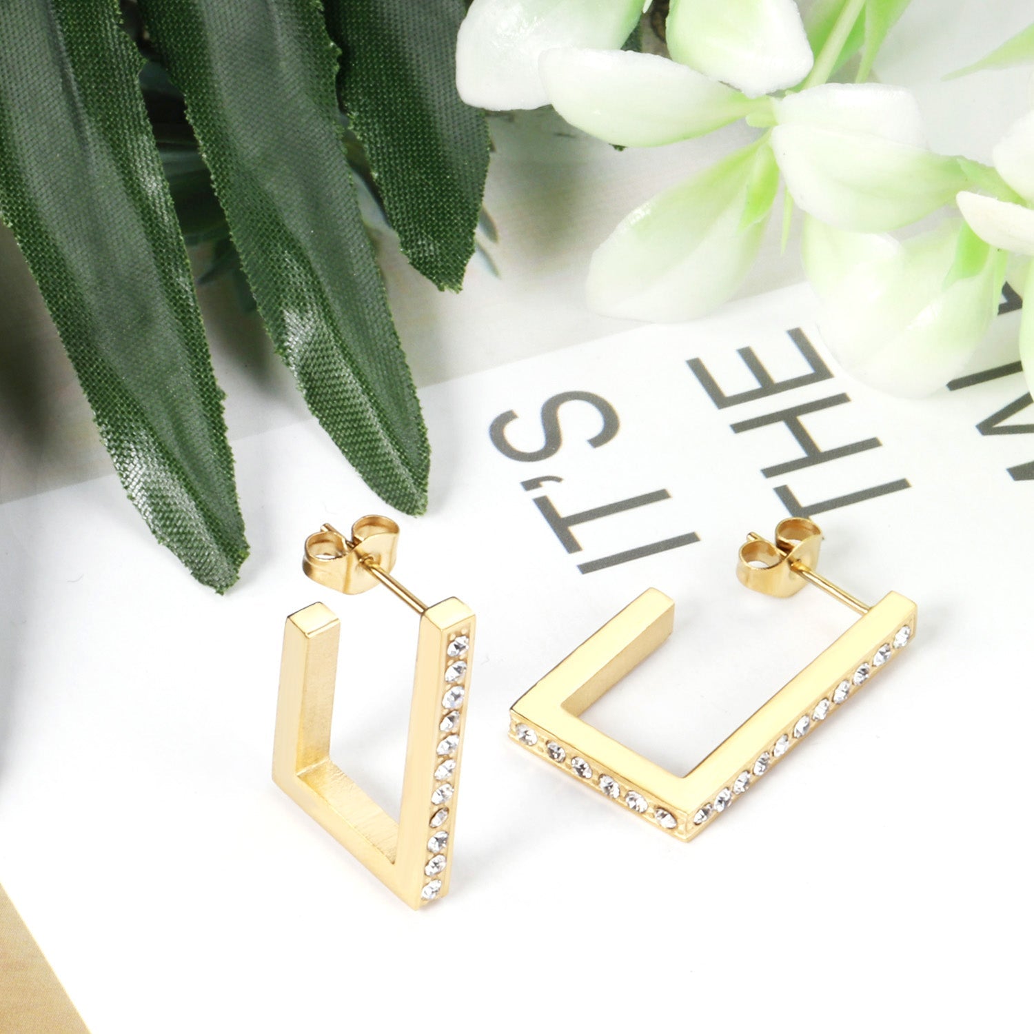 Jurema Cubic Zirconia U-Shape Hoops | Waterproof 18K Gold