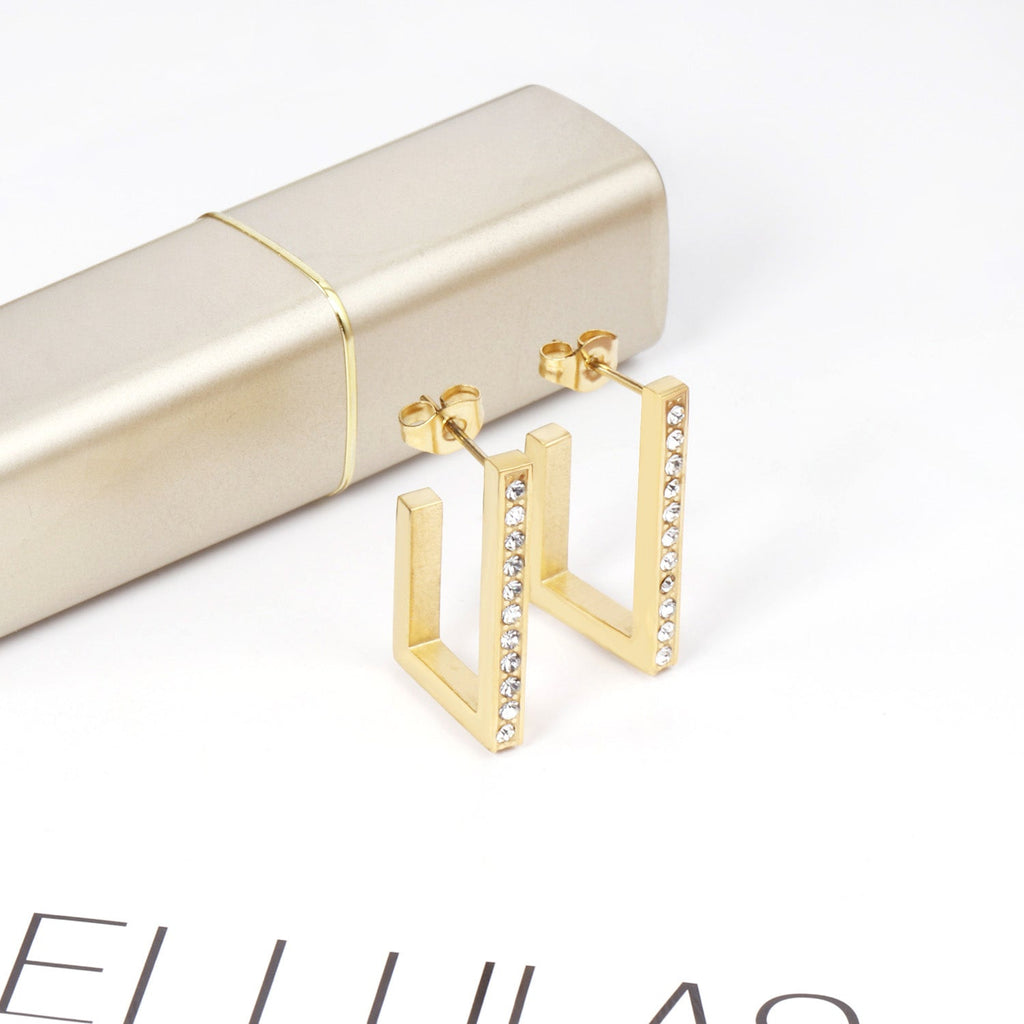 Jurema Cubic Zirconia U-Shape Hoops | Waterproof 18K Gold