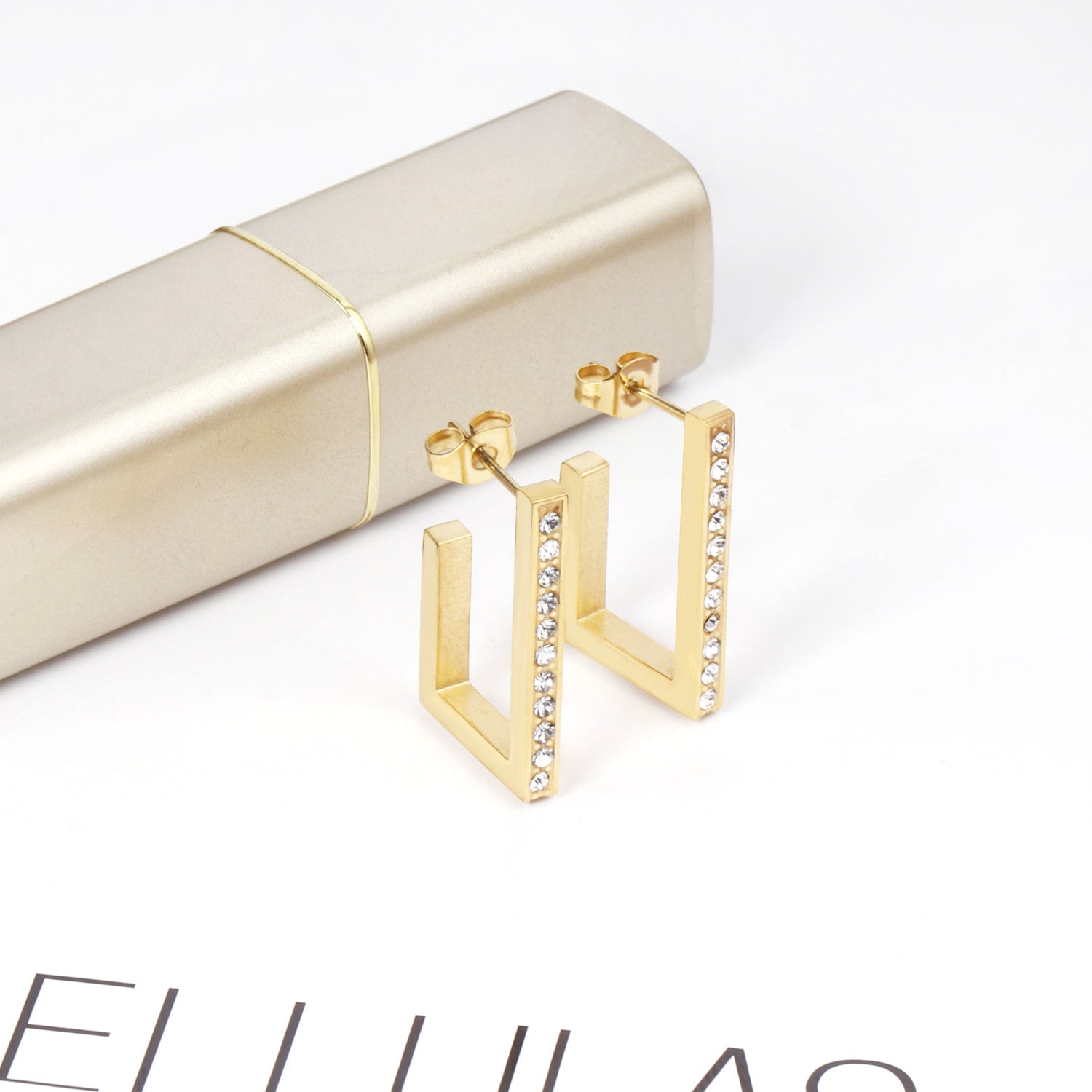 Jurema Cubic Zirconia U-Shape Hoops | Waterproof 18K Gold