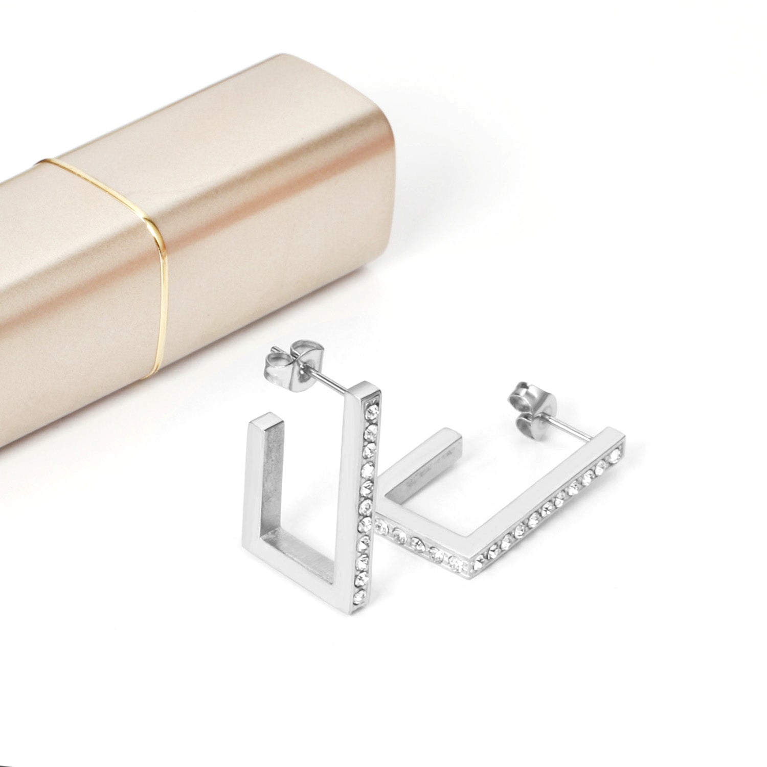 Jurema Cubic Zirconia U-Shape Hoops | Waterproof 18K Gold
