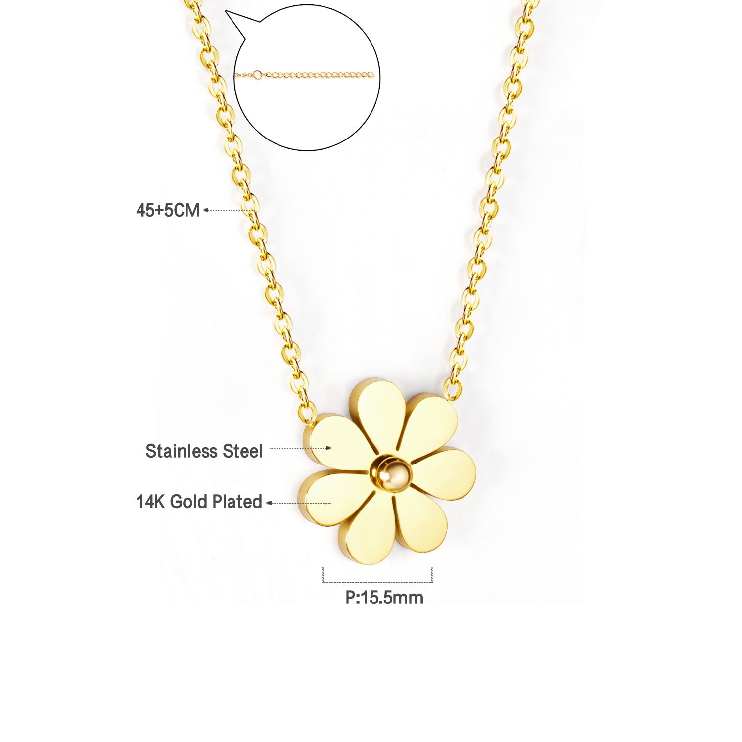 Dorian 45cm + 5cm Extension Gold Necklace