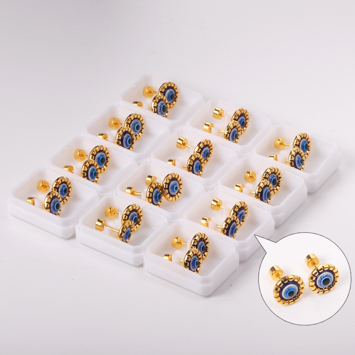Dalila Blue Evil Eye Flat Back Studs