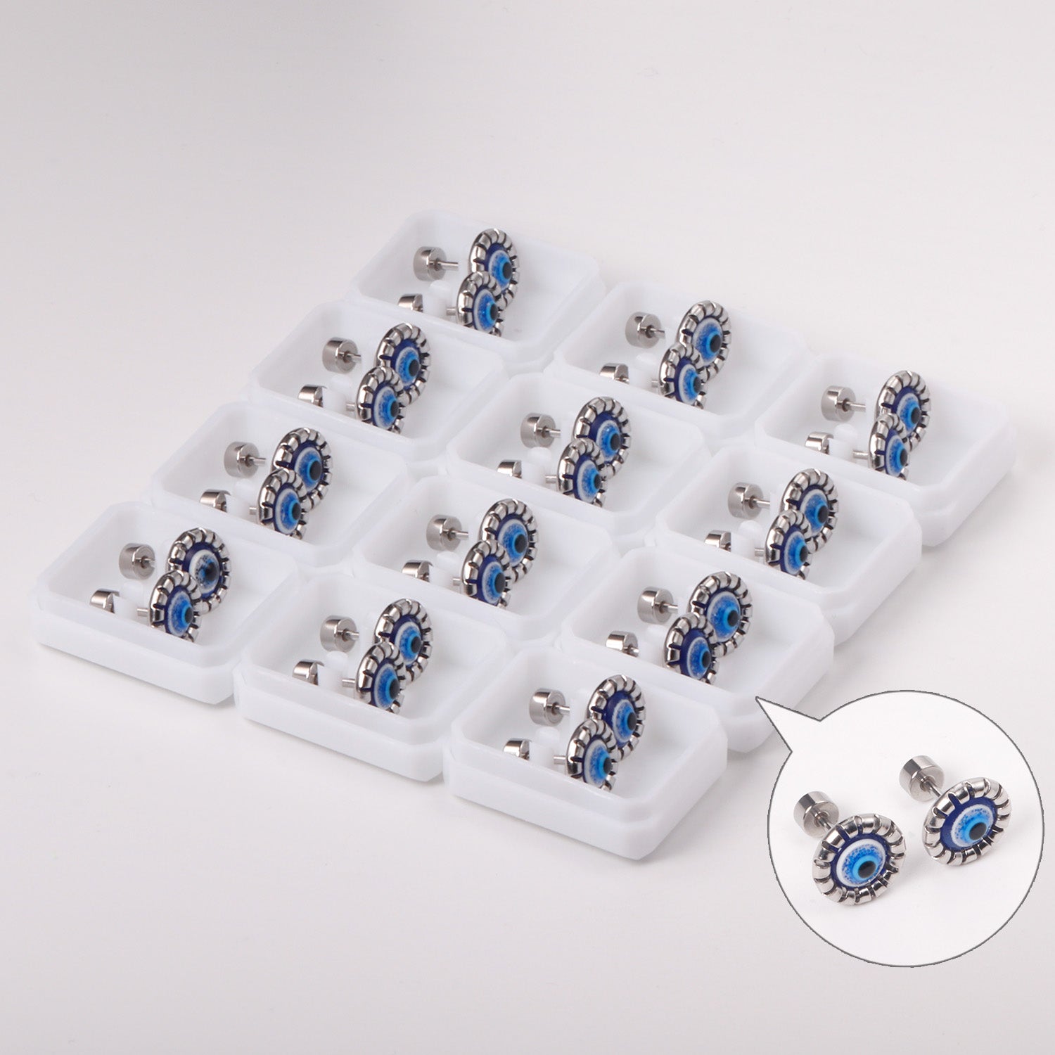 Dalila Blue Evil Eye Flat Back Studs