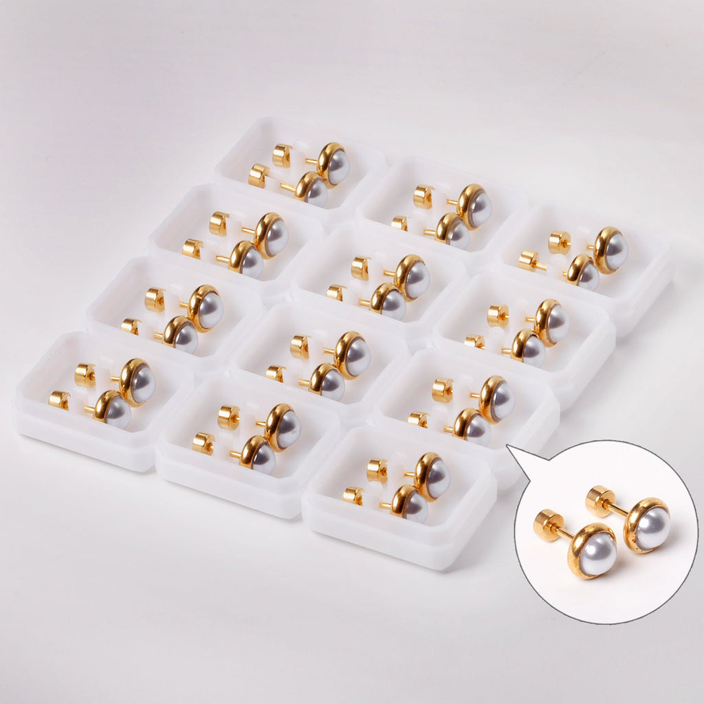 Clara Mother of Pearl Flat Back Studs -Gold