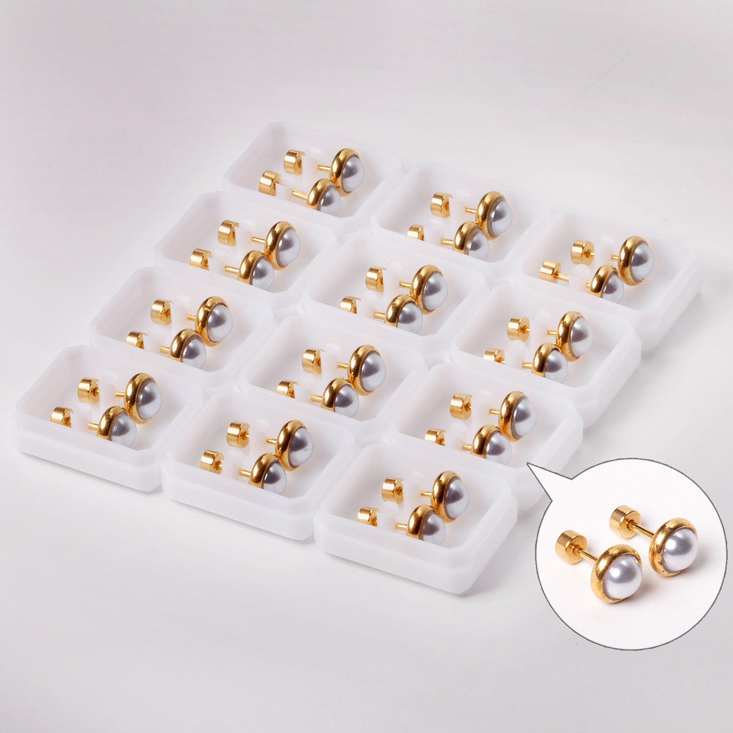 Clara Mother of Pearl Flat Back Studs -Gold