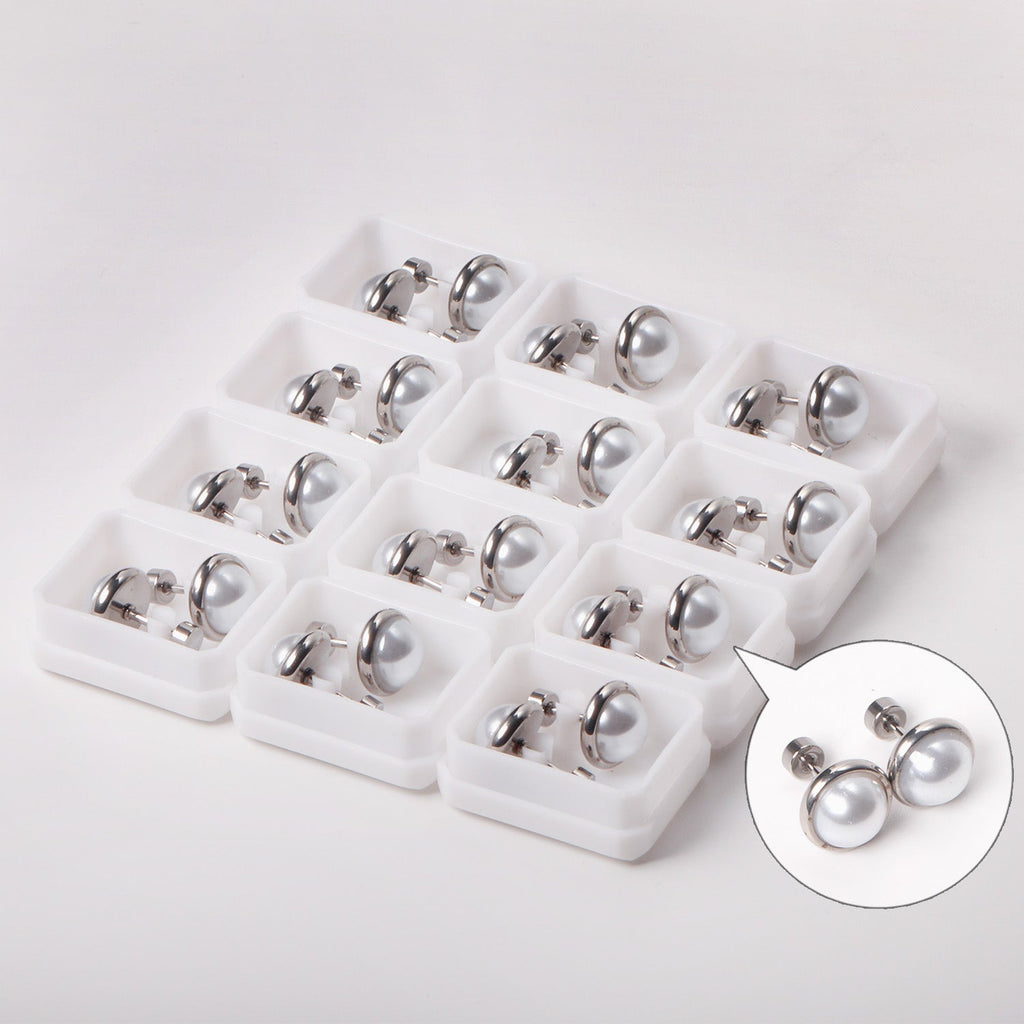 Clara Mother of Pearl Flat Back Studs -Silver