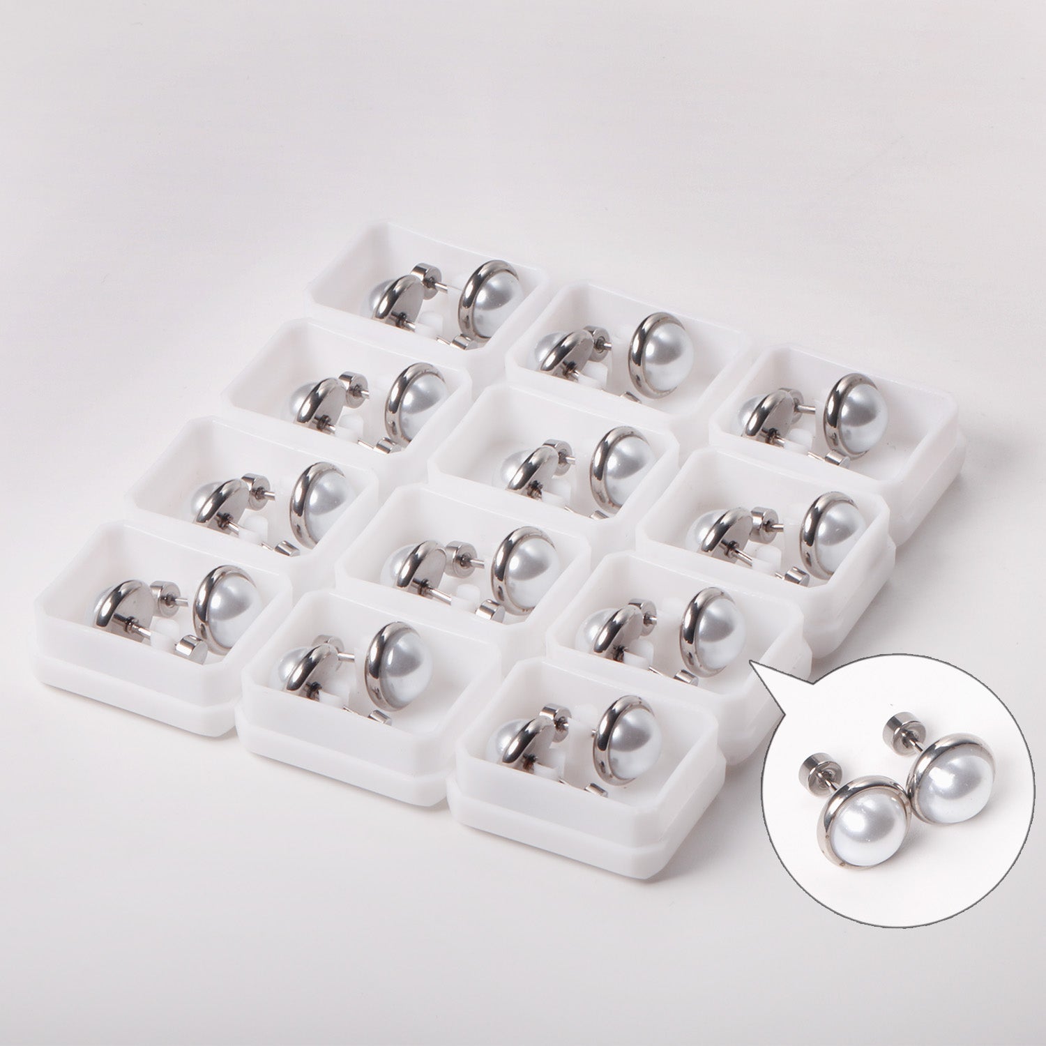 Clara Mother of Pearl Flat Back Studs -Silver