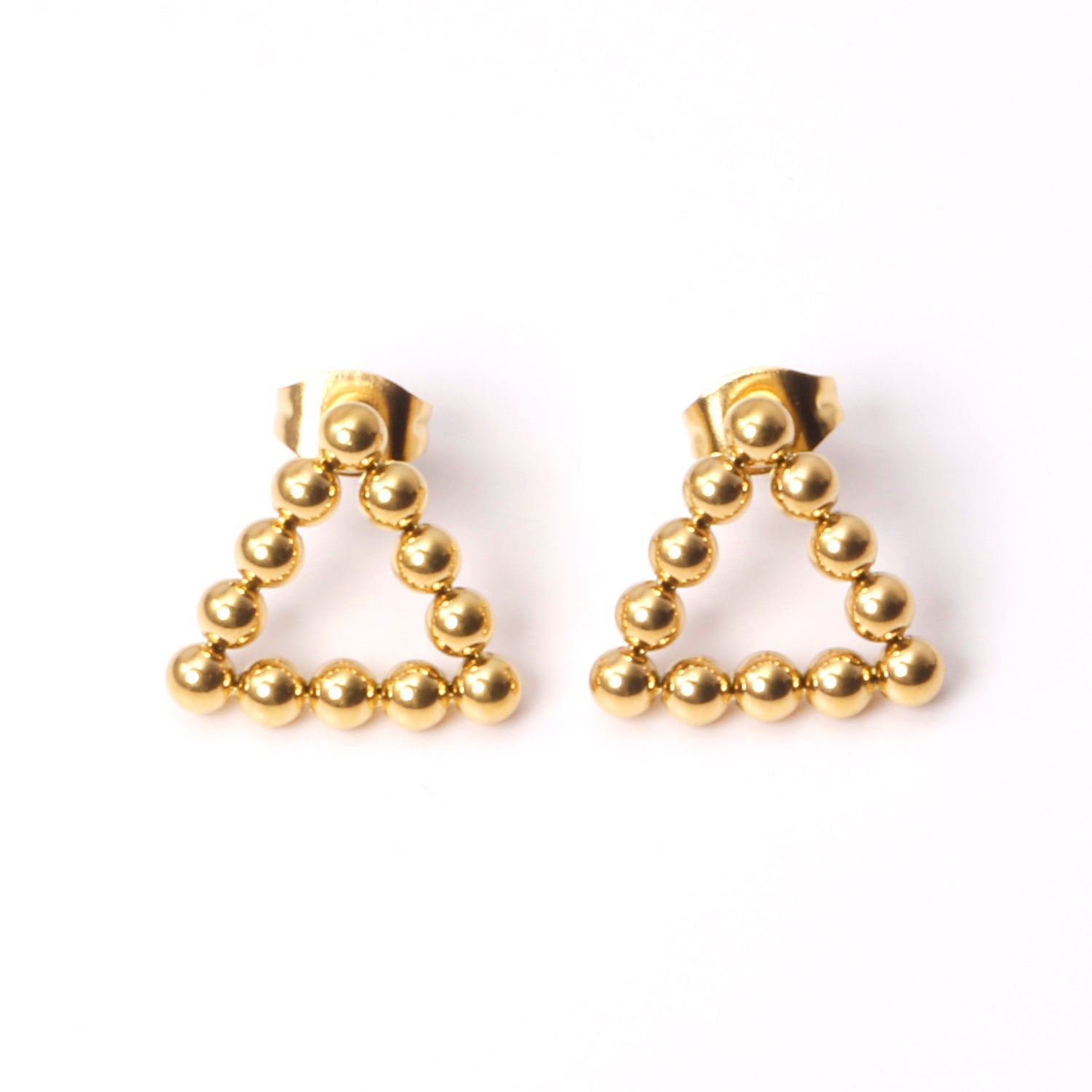 Jade Triangle Beaded Studs | Waterproof 18k Gold & Silver