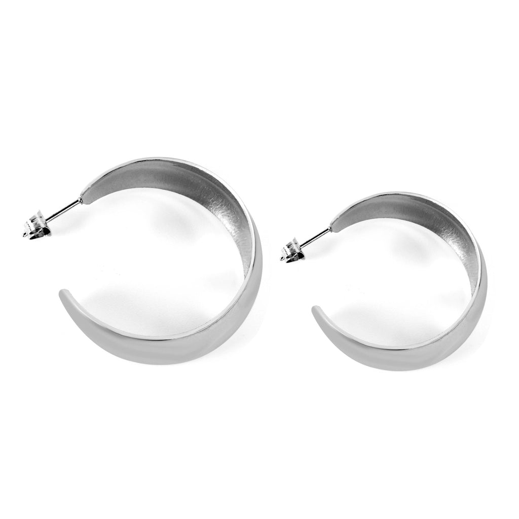 Evadne Wide Light Weight Silver Hoops