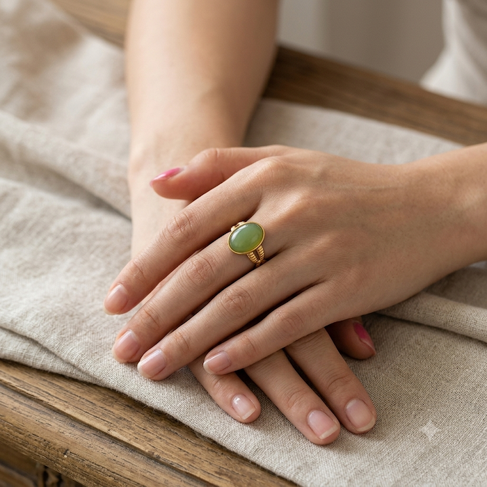 Murphy Peridot Green Resizable Ring | Waterproof 18K Gold