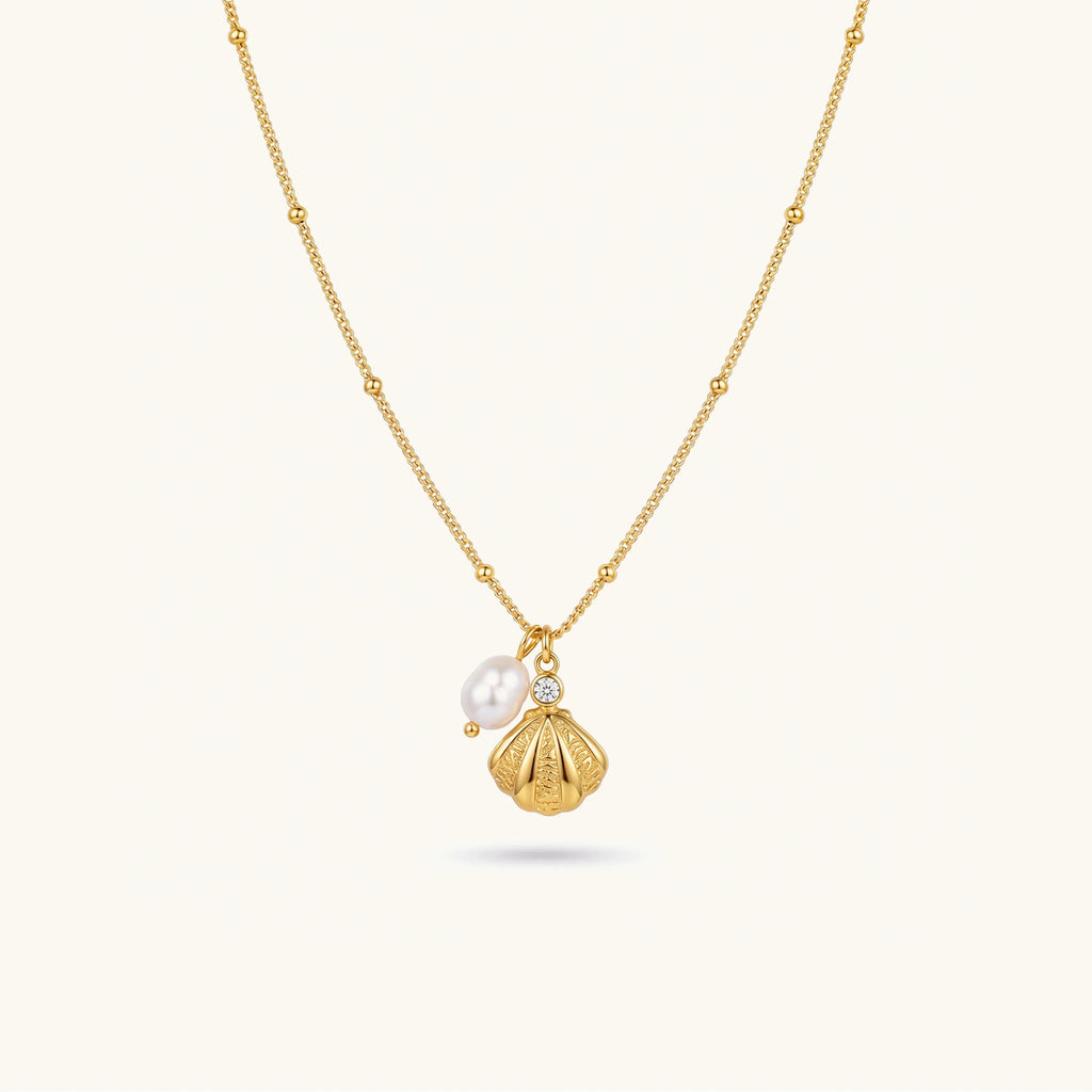 Necklaces, Waterproof-Jewellery, Tarnish-Resistant, Stainless-Steel, Hypoallergenic, Everyday-Jewellery, 18K-Gold-PVD, Gold, Pearl, Shell, Gift-for-Her
