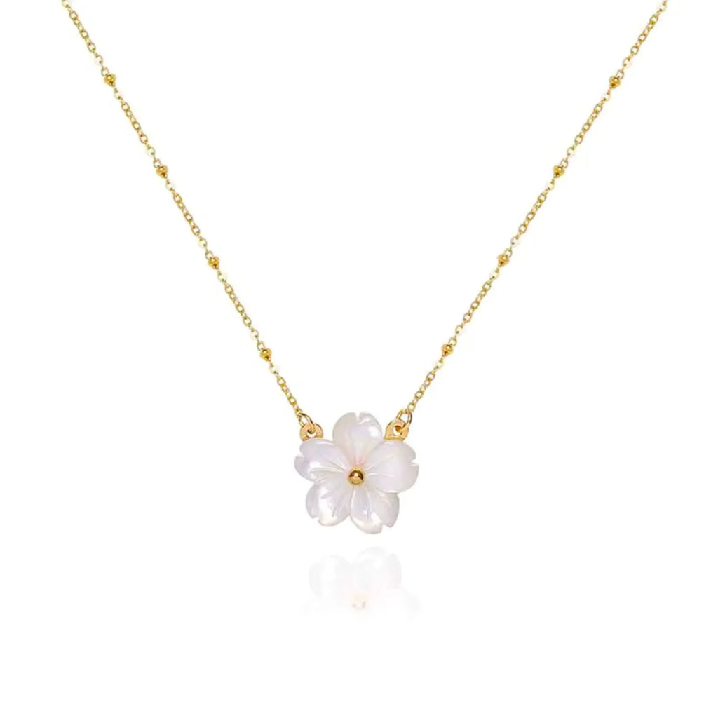 Nona Pearl Flower Necklace | Waterproof 18k Gold