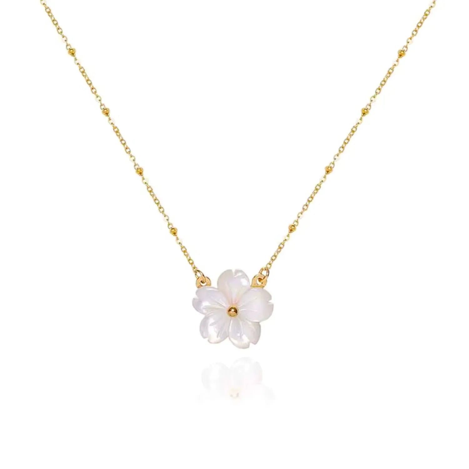Nona Pearl Flower Necklace | Waterproof 18k Gold