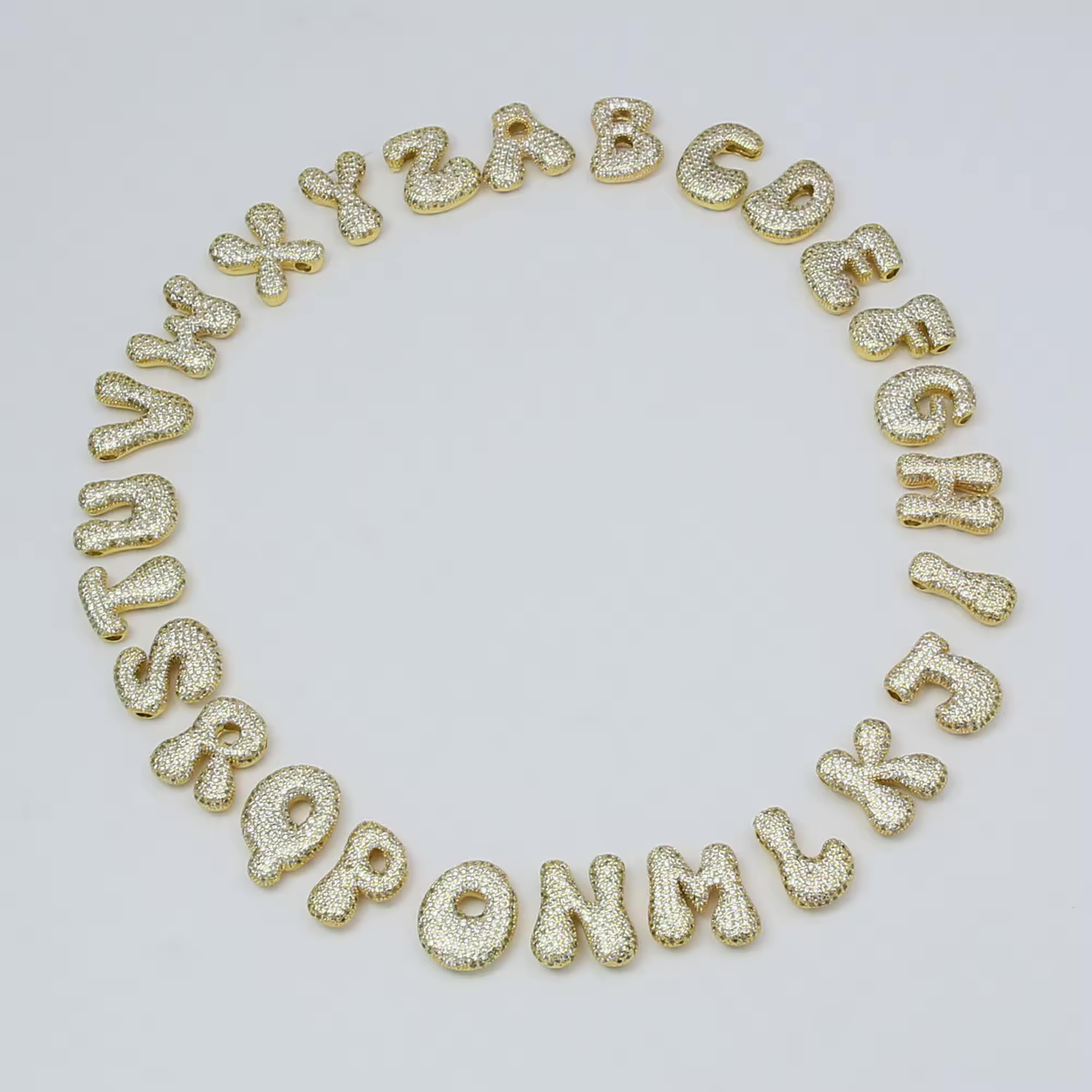 18K Gold Plated Pavé Bubble Initial Necklace- Personalised Elegance