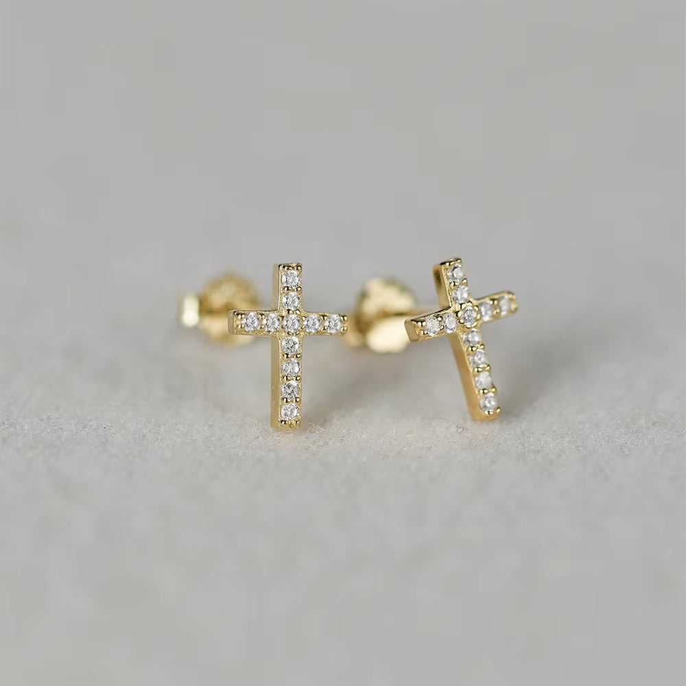 Myra Crystal Cross Studs Earrings
