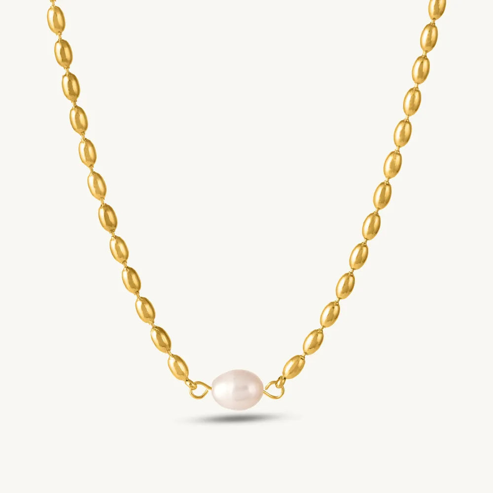 Phoebi Rice Pearl Necklace | Waterproof 18k Gold