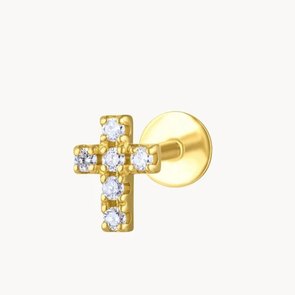 Mavi Crystal Cross Screw Back Studs Earrings