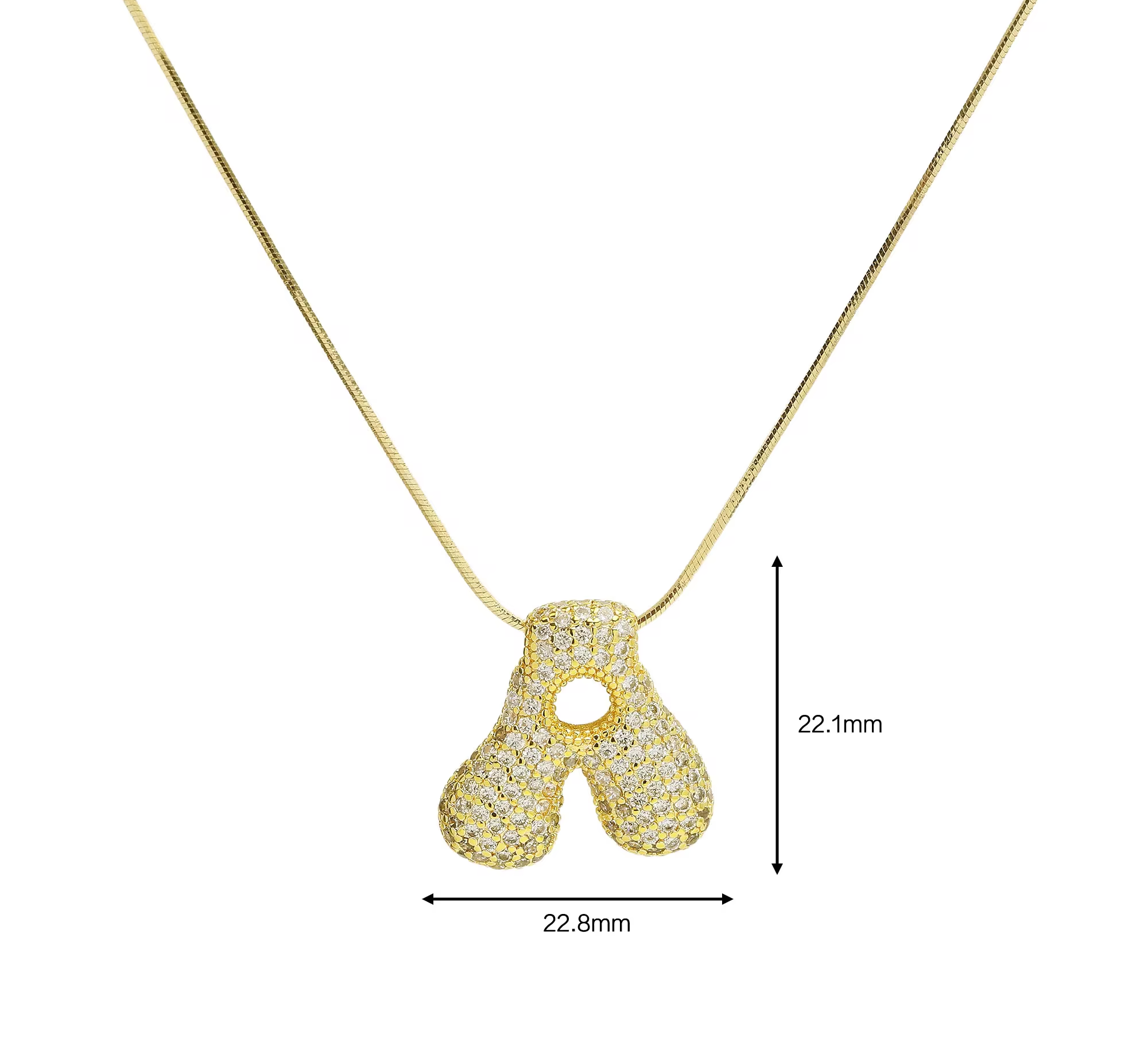 18K Gold Plated Pavé Bubble Initial Necklace- Personalised Elegance